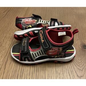 Disney Pixar Cars Boy Sz 11 Hook & Loop Closure Flame Lightning McQueen Sandals